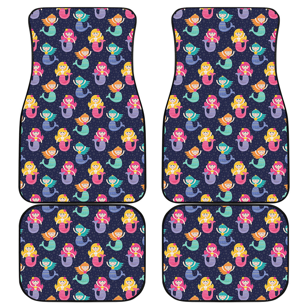 Colorful Mermaid Pattern Print Front and Back Car Floor Mats