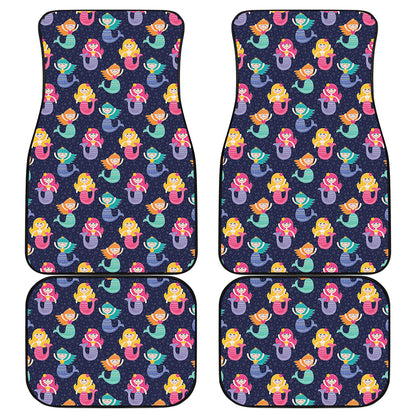 Colorful Mermaid Pattern Print Front and Back Car Floor Mats