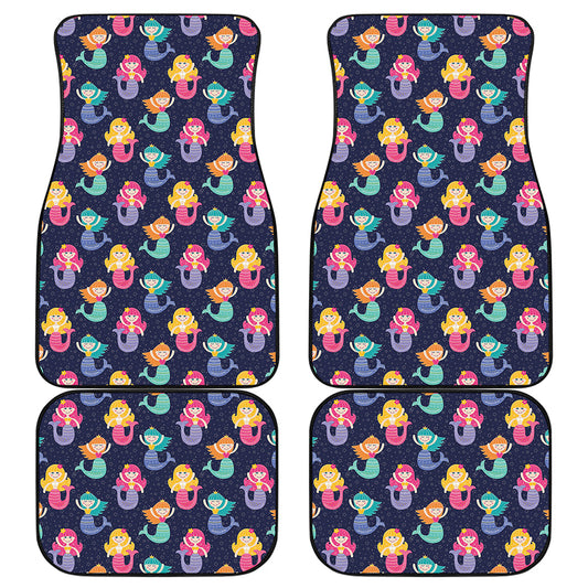 Colorful Mermaid Pattern Print Front and Back Car Floor Mats