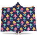 Colorful Mermaid Pattern Print Hooded Blanket