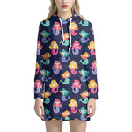Colorful Mermaid Pattern Print Hoodie Dress