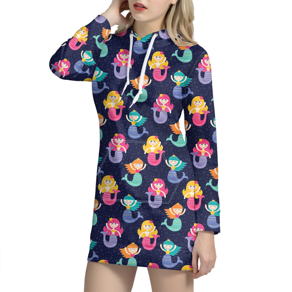Colorful Mermaid Pattern Print Hoodie Dress