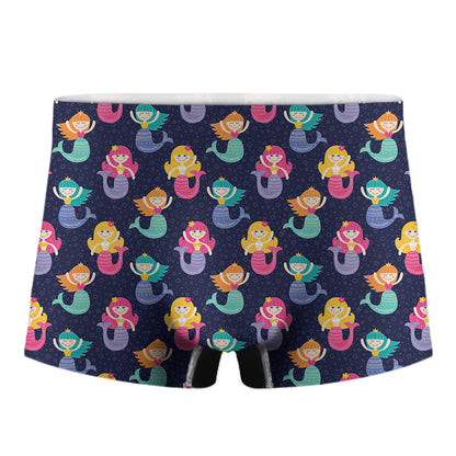 Colorful Mermaid Pattern Print Men's Boxer Briefs