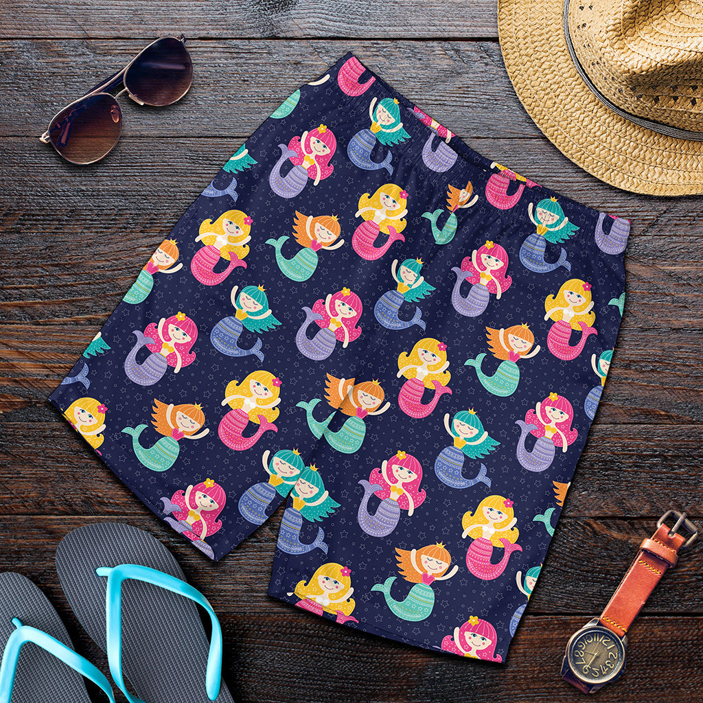 Colorful Mermaid Pattern Print Men's Shorts