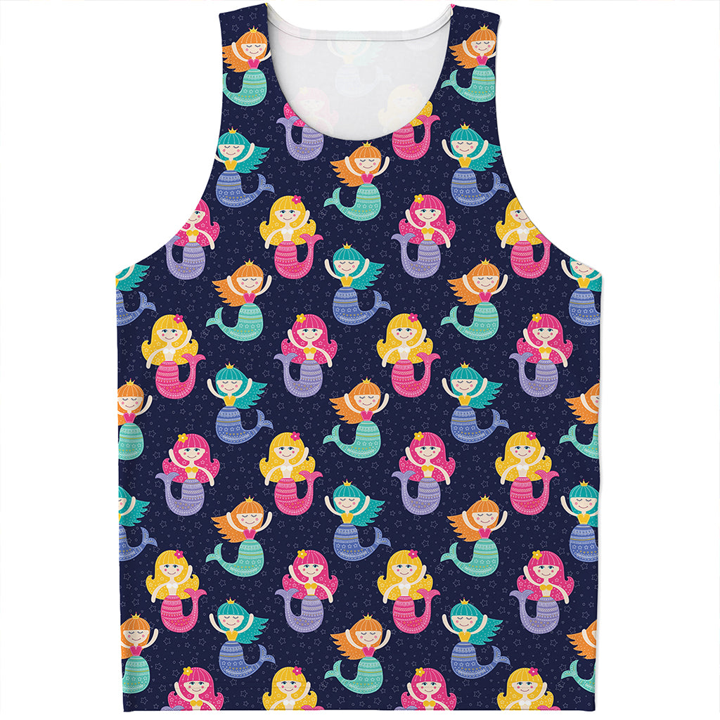 Colorful Mermaid Pattern Print Men's Tank Top