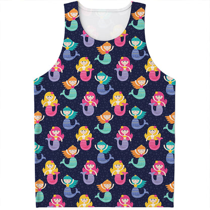 Colorful Mermaid Pattern Print Men's Tank Top