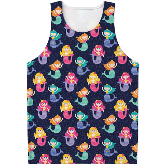 Colorful Mermaid Pattern Print Men's Tank Top