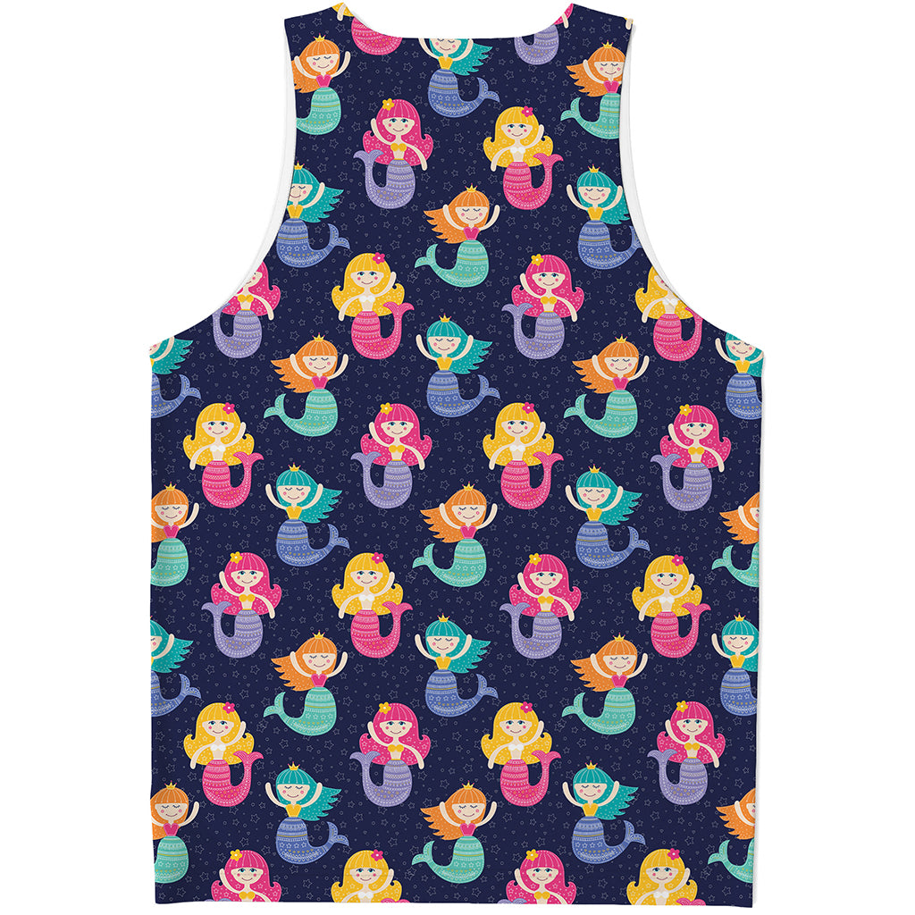 Colorful Mermaid Pattern Print Men's Tank Top