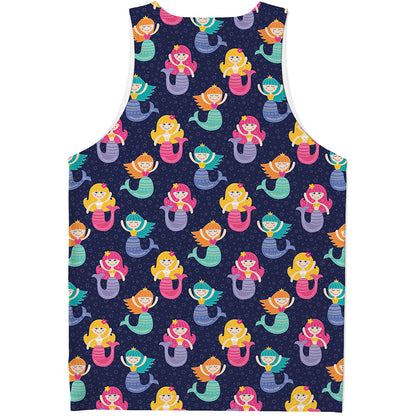 Colorful Mermaid Pattern Print Men's Tank Top