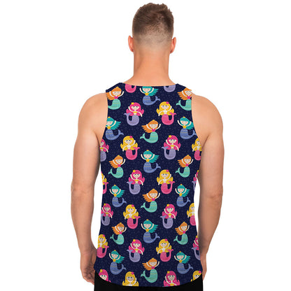 Colorful Mermaid Pattern Print Men's Tank Top
