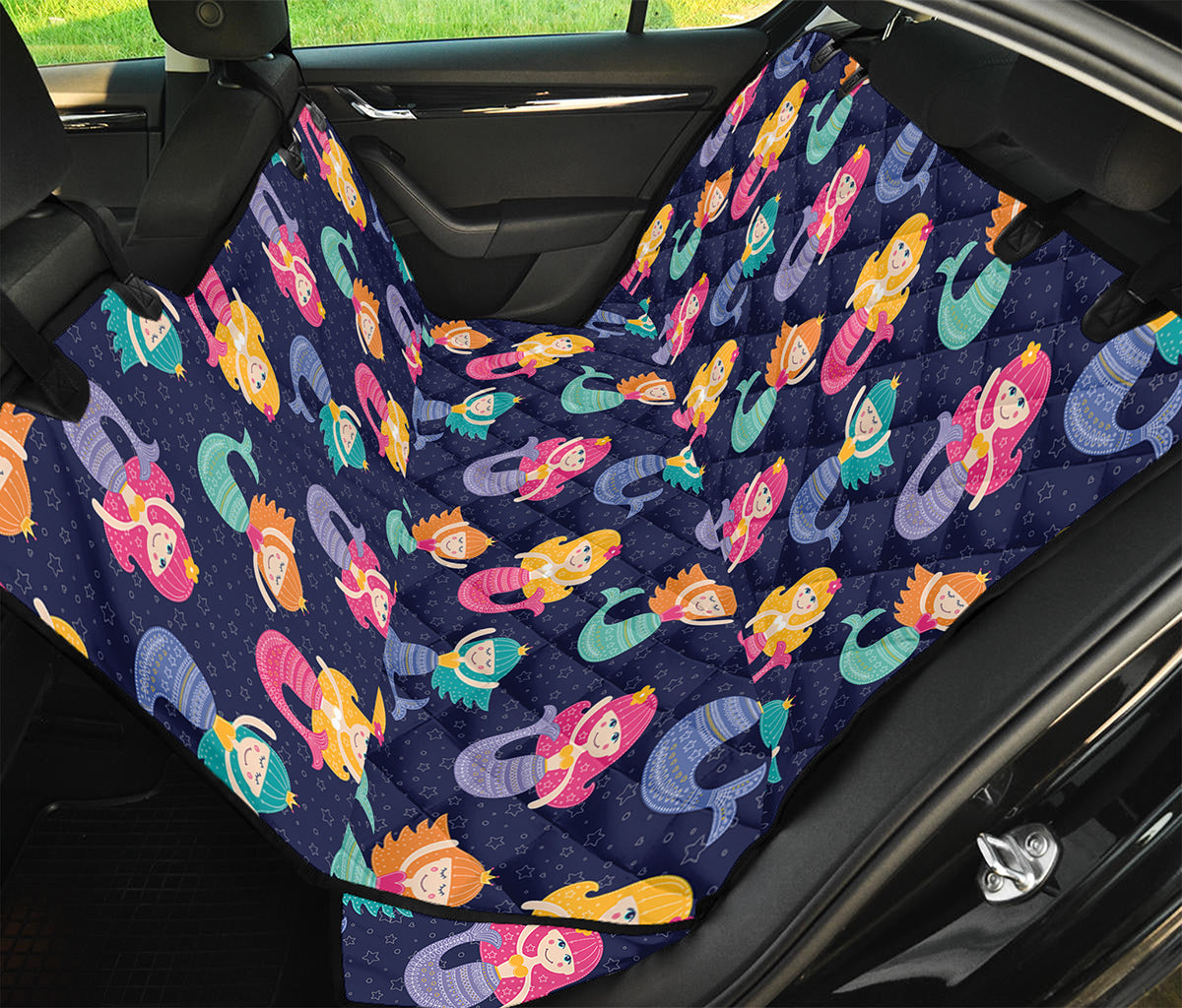 Colorful Mermaid Pattern Print Pet Car Back Seat Cover