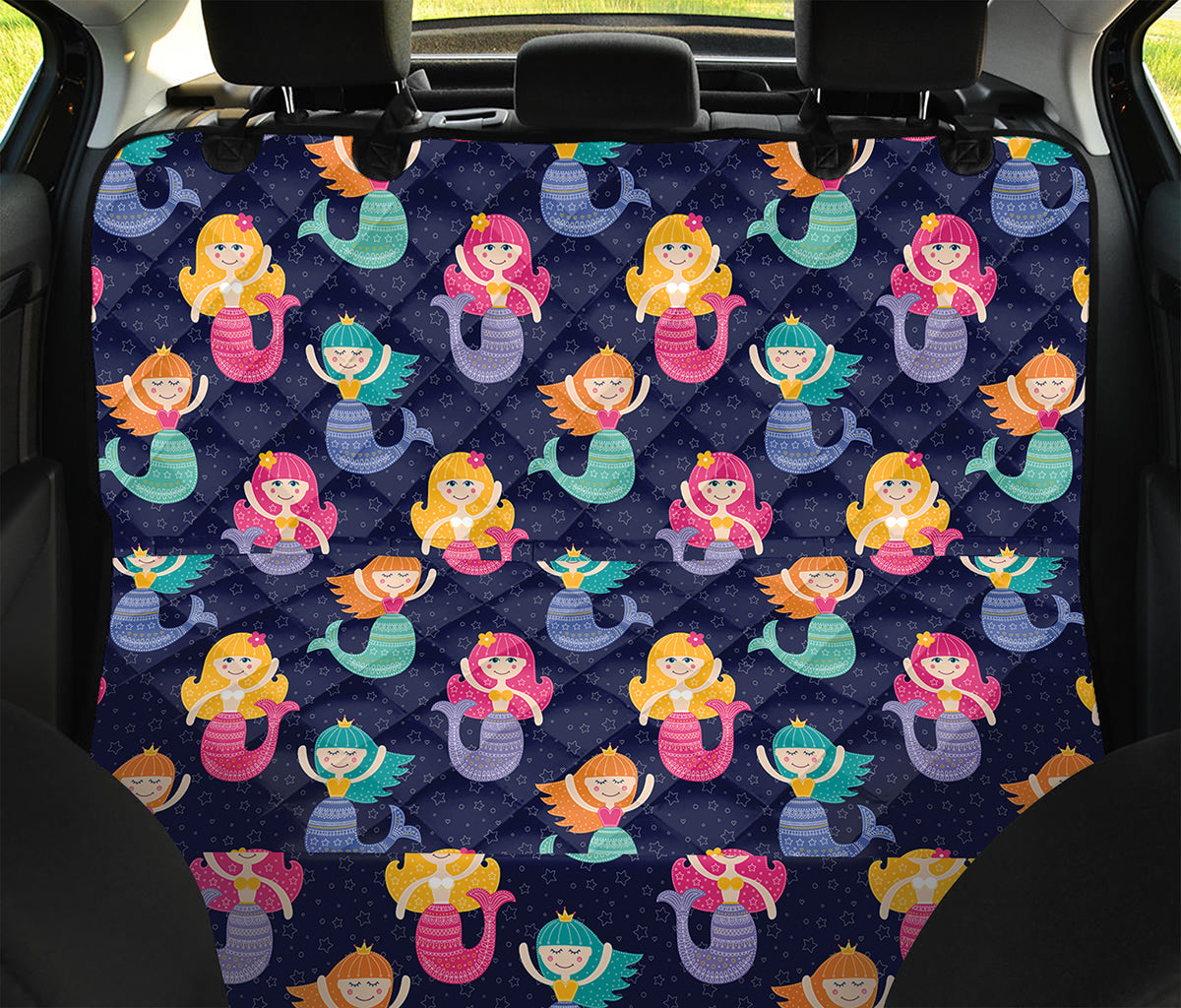Colorful Mermaid Pattern Print Pet Car Back Seat Cover