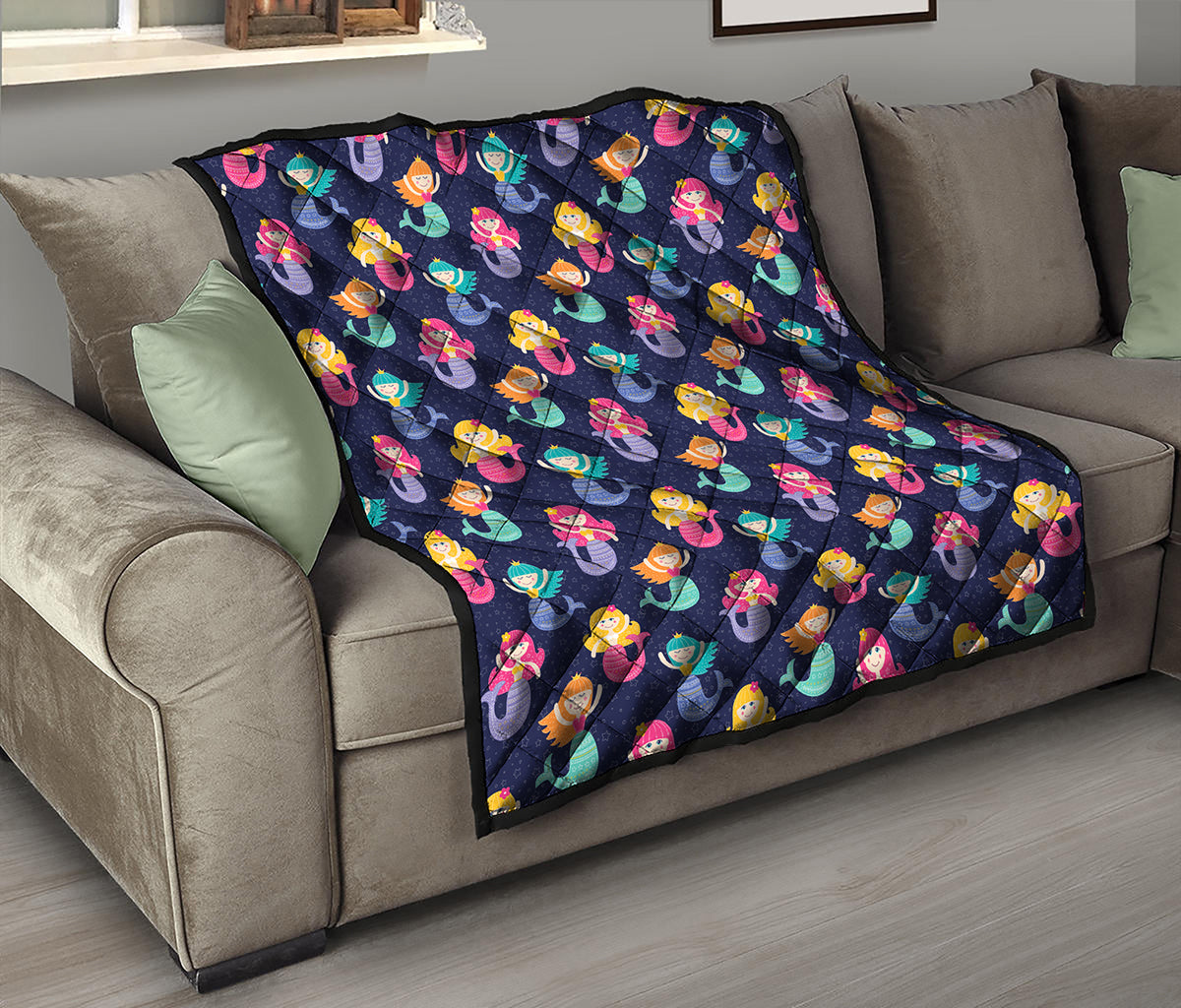 Colorful Mermaid Pattern Print Quilt