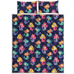 Colorful Mermaid Pattern Print Quilt Bed Set