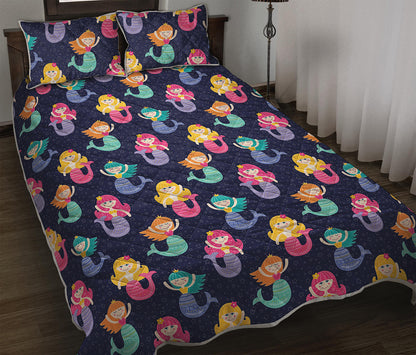 Colorful Mermaid Pattern Print Quilt Bed Set