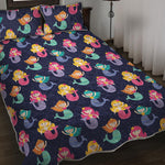 Colorful Mermaid Pattern Print Quilt Bed Set