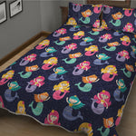 Colorful Mermaid Pattern Print Quilt Bed Set