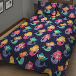 Colorful Mermaid Pattern Print Quilt Bed Set