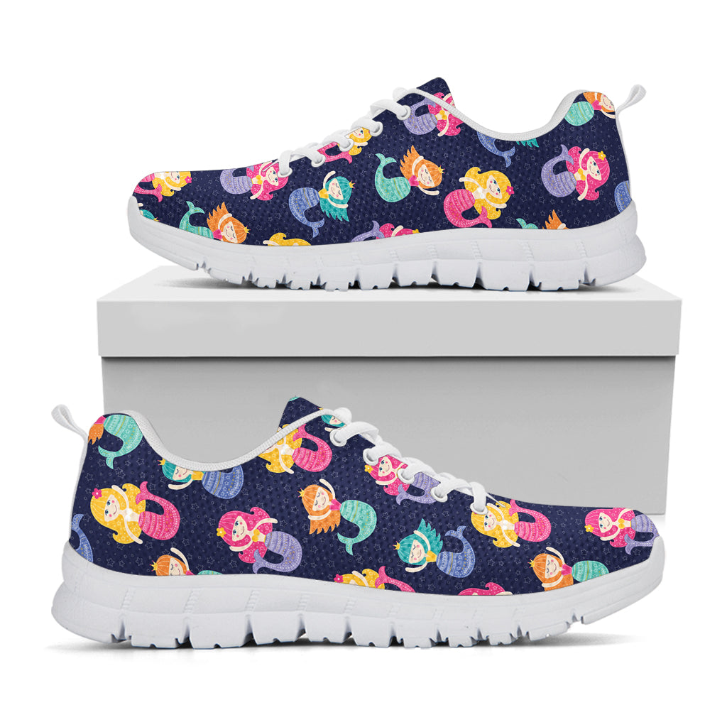 Colorful Mermaid Pattern Print White Sneakers