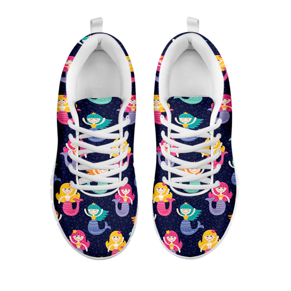 Colorful Mermaid Pattern Print White Sneakers