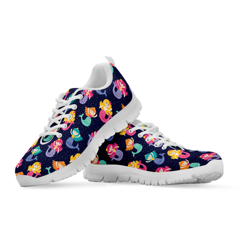 Colorful Mermaid Pattern Print White Sneakers