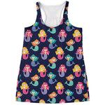 Colorful Mermaid Pattern Print Women's Racerback Tank Top