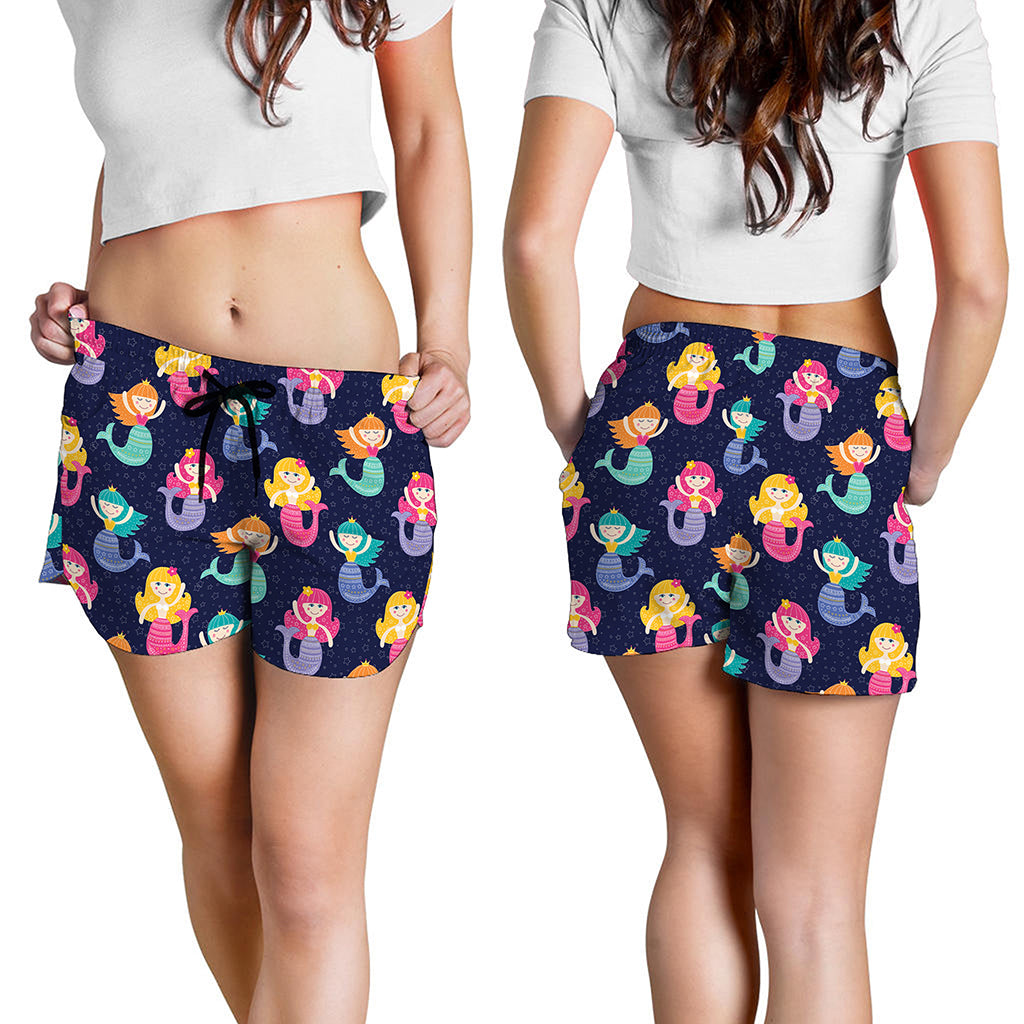 Colorful Mermaid Pattern Print Women's Shorts