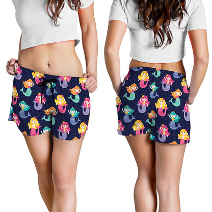 Colorful Mermaid Pattern Print Women's Shorts