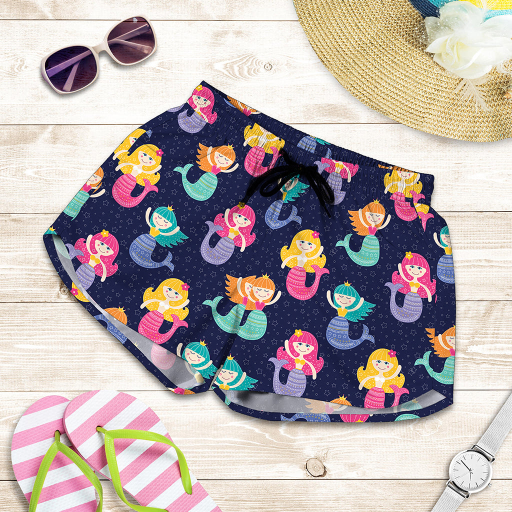 Colorful Mermaid Pattern Print Women's Shorts