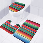 Colorful Mexican Blanket Pattern Print 3 Piece Bath Mat Set
