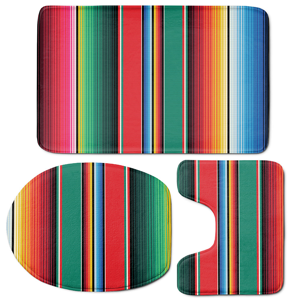 Colorful Mexican Blanket Pattern Print 3 Piece Bath Mat Set