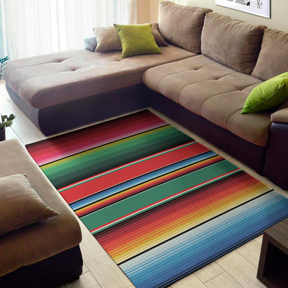 Colorful Mexican Blanket Pattern Print Area Rug