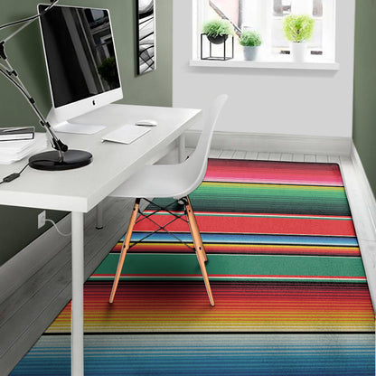Colorful Mexican Blanket Pattern Print Area Rug