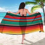 Colorful Mexican Blanket Pattern Print Beach Sarong Wrap
