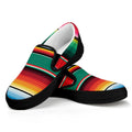 Colorful Mexican Blanket Pattern Print Black Slip On Sneakers