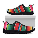 Colorful Mexican Blanket Pattern Print Black Sneakers
