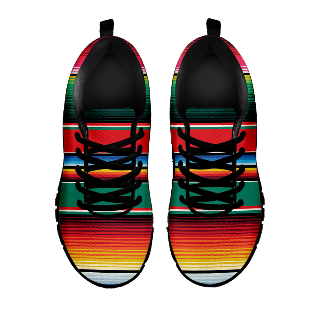 Colorful Mexican Blanket Pattern Print Black Sneakers