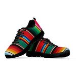 Colorful Mexican Blanket Pattern Print Black Sneakers