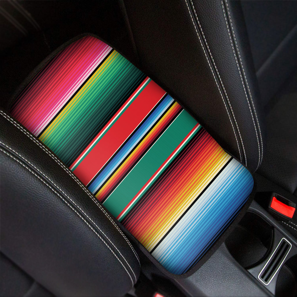 Colorful Mexican Blanket Pattern Print Car Center Console Cover