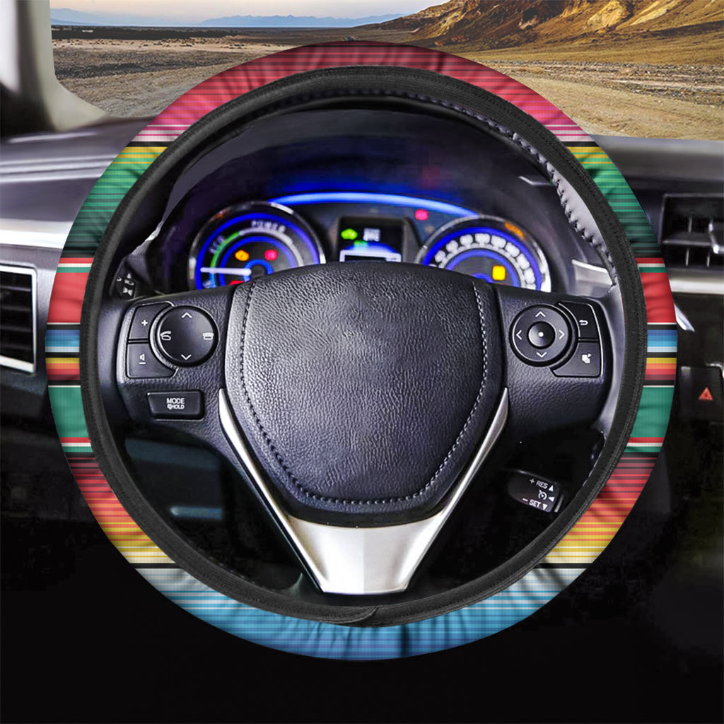 Colorful Mexican Blanket Pattern Print Car Steering Wheel Cover