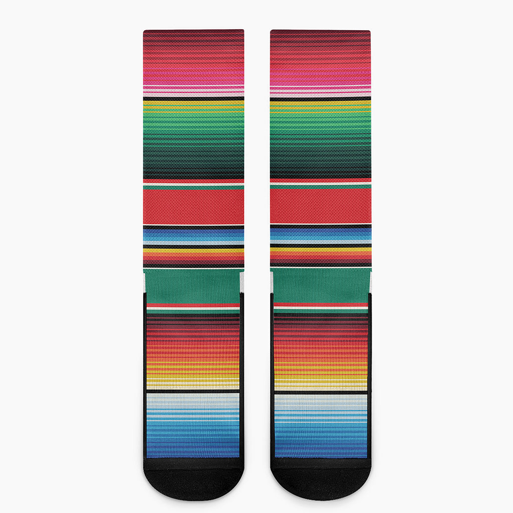 Colorful Mexican Blanket Pattern Print Crew Socks