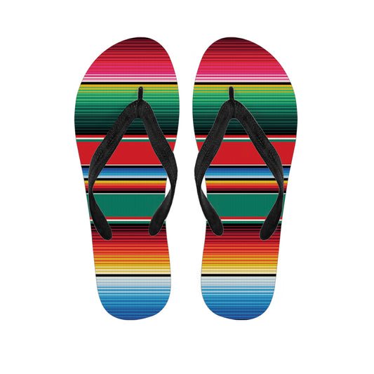 Colorful Mexican Blanket Pattern Print Flip Flops