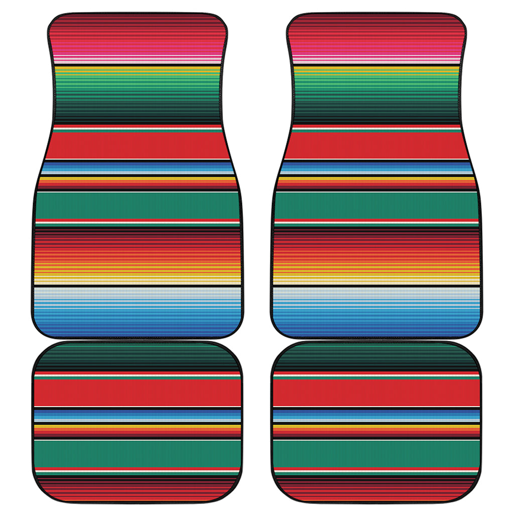 Colorful Mexican Blanket Pattern Print Front and Back Car Floor Mats