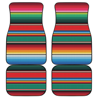 Colorful Mexican Blanket Pattern Print Front and Back Car Floor Mats