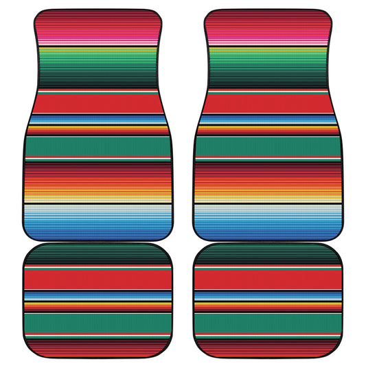 Colorful Mexican Blanket Pattern Print Front and Back Car Floor Mats