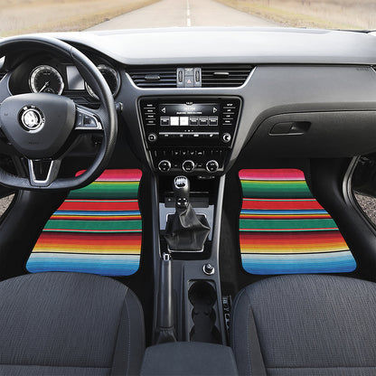Colorful Mexican Blanket Pattern Print Front and Back Car Floor Mats