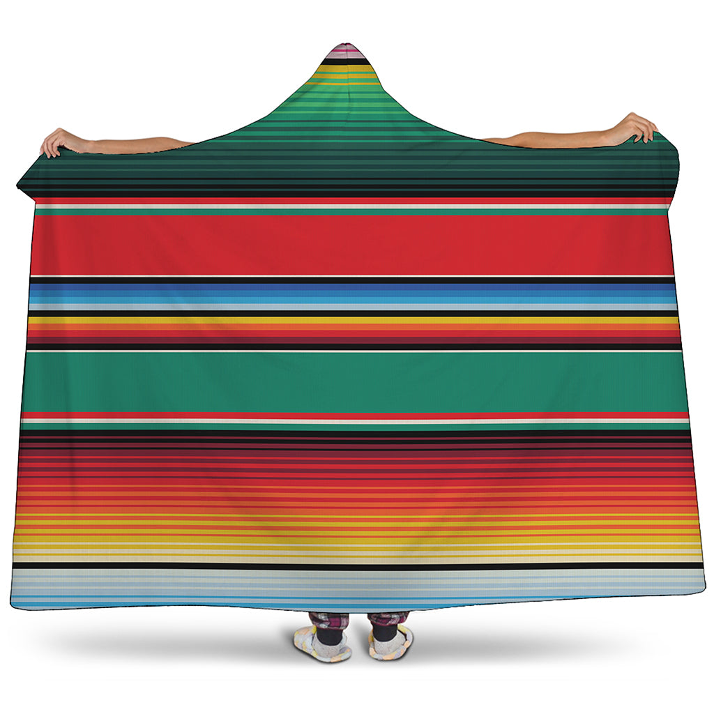 Colorful Mexican Blanket Pattern Print Hooded Blanket