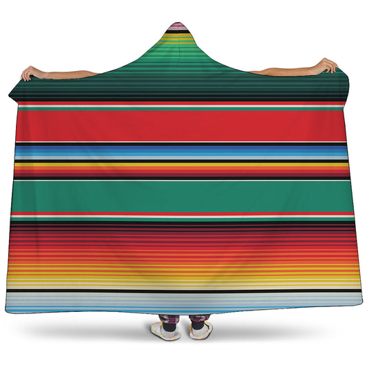 Colorful Mexican Blanket Pattern Print Hooded Blanket