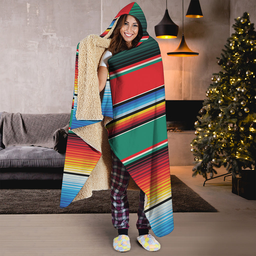 Colorful Mexican Blanket Pattern Print Hooded Blanket