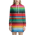 Colorful Mexican Blanket Pattern Print Pullover Hoodie Dress